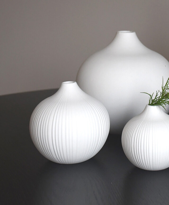 Storefactory Vase fröbacken weiß rillen